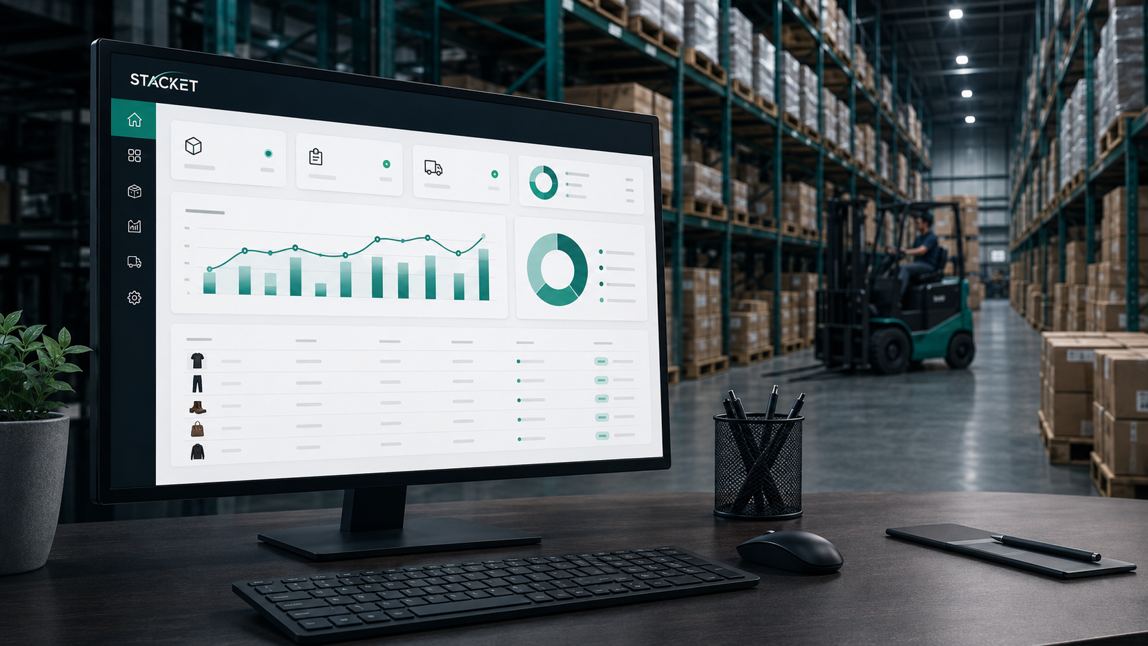 Stacket high-SKU inventory control screen for warehouse SKU visibility